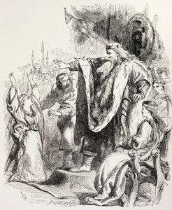 Lear crede che Cordelia non lo ami e la bandisce, illustrazione da Re Lear, da 